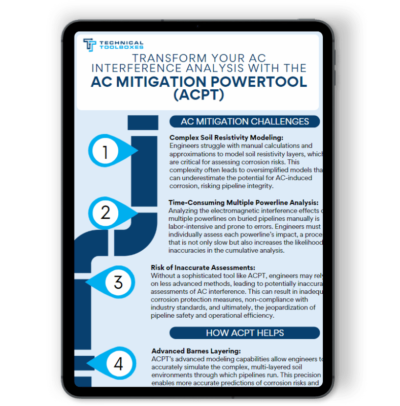 Navigate the complexities of AC interference with our advanced Barnes Layering and efficient analysis of multiple powerlines. capabilities of the AC Mitigation PowerTool (ACPT) through our detailed infographic