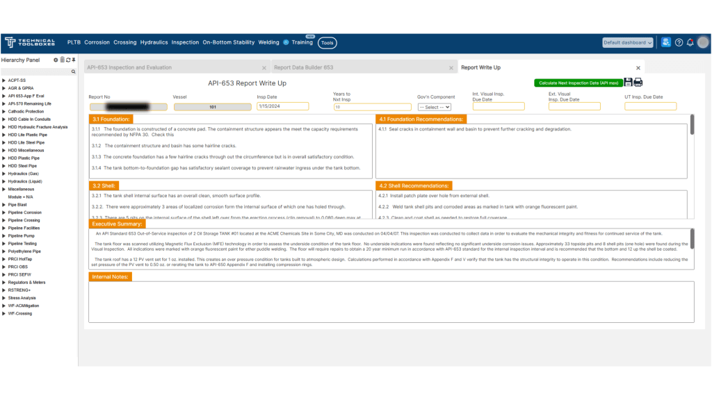 Pipeline Toolbox Manage complex load assessments and regulatory compliance