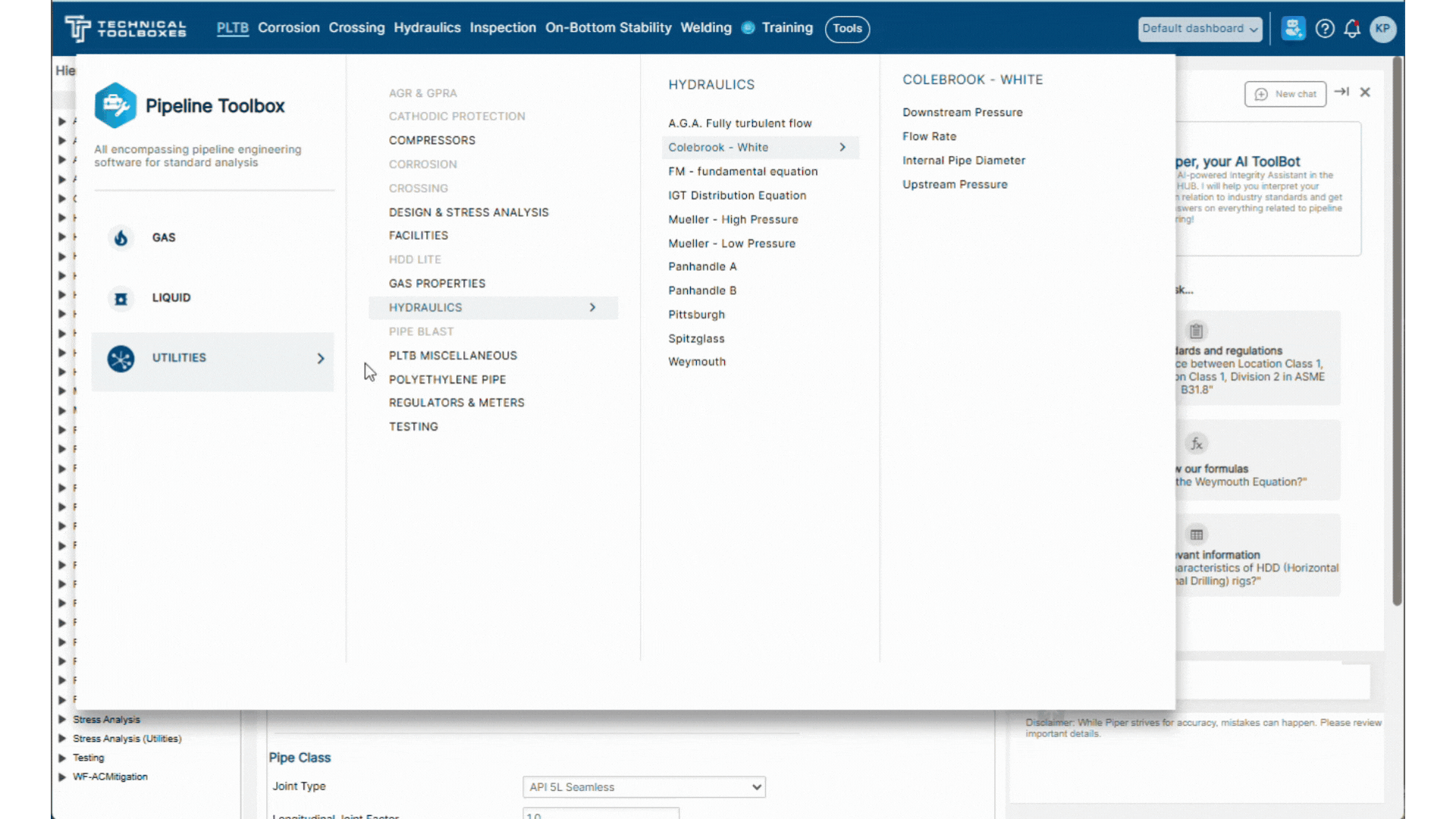 replace spreadsheets for pipeline calculations